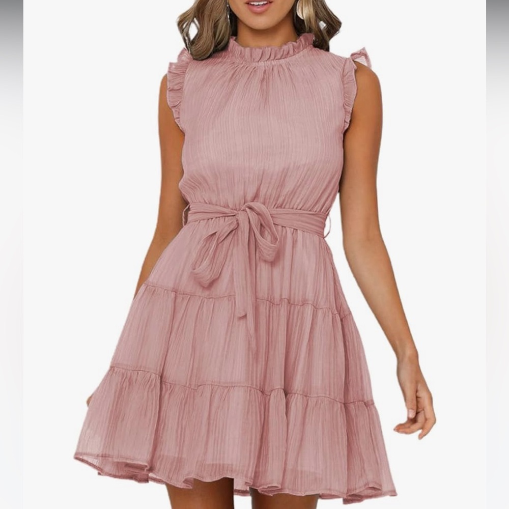 Women’s Elegant Dusty Pink Ruffle‎ Tiered A-line Dress Size Small